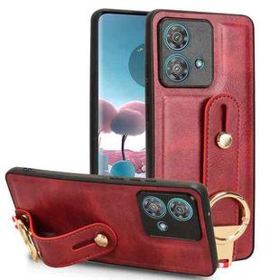 For Motorola Edge 40 Neo 5G Wristband Leather Back Phone Case(Red)