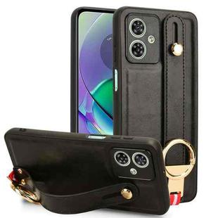 For Motorola Moto G54 5G Wristband Leather Back Phone Case(Black)