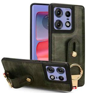 For Motorola Edge 50 Pro Wristband Leather Back Phone Case(Green)