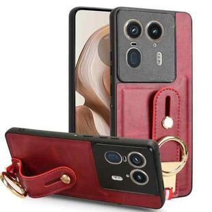 For Motorola Edge 50 Ultra Wristband Leather Back Phone Case(Red)