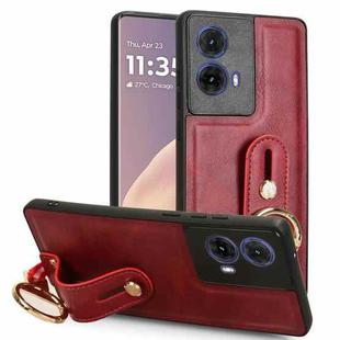 For Motorola Edge 50 Fusion 5G Wristband Leather Back Phone Case(Red)