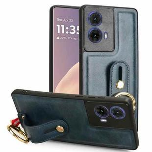 For Motorola Moto G85 5G Wristband Leather Back Phone Case(Blue)