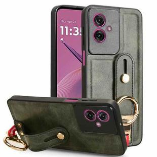 For Motorola Moto G55 5G Wristband Leather Back Phone Case(Green)