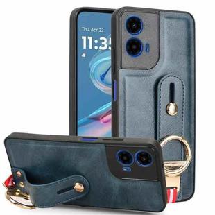 For Motorola Moto G45 5G Wristband Leather Back Phone Case(Blue)