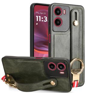 For Motorola Moto G05 / E15 4G Wristband Leather Back Phone Case(Green)