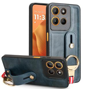 For Motorola Moto G15 / G15 Power 4G Wristband Leather Back Phone Case(Blue)