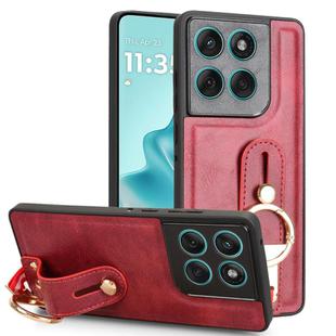 For Motorola Edge 60 Fusion Wristband Leather Back Phone Case(Red)