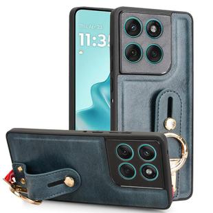 For Motorola Edge 60 Fusion Wristband Leather Back Phone Case(Blue)