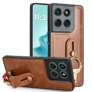 For Motorola Edge 60 Fusion Wristband Leather Back Phone Case(Brown)