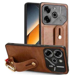 For Tecno Pova 6 Pro 5G Wristband Leather Back Phone Case(Brown)