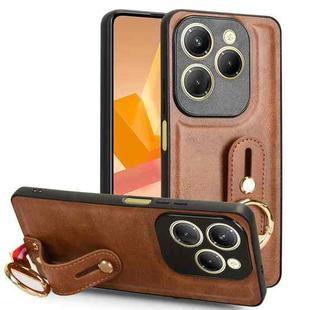 For Tecno Spark 20 Pro 4G Wristband Leather Back Phone Case(Brown)