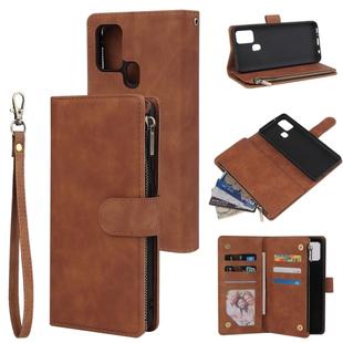 For Samsung Galaxy A21s Multifunctional Horizontal Flip Leather Case, with Card Slot & Holder & Zipper Wallet & Photo Frame(Brown)