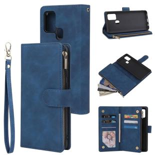 For Samsung Galaxy A21s Multifunctional Horizontal Flip Leather Case, with Card Slot & Holder & Zipper Wallet & Photo Frame(Blue)