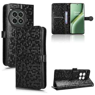 For OnePlus Ace 3 Pro Honeycomb Dot Texture Leather Phone Case(Black)