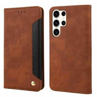 For Samsung Galaxy S24 Ultra 5G Skin Feel Splicing Leather Phone Case(Brown)