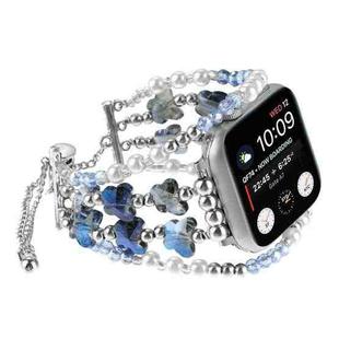 For Apple Watch SE 2023 44mm Butterfly Chain Bracelet Metal Watch Band(Blue)