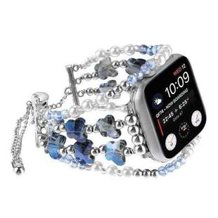 For Apple Watch Series 9 41mm Butterfly Chain Bracelet Metal Watch Band(Blue)