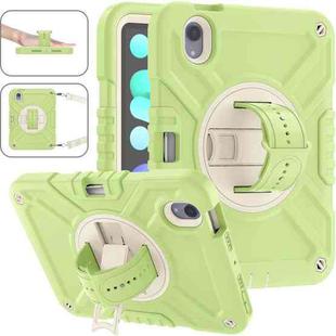 For iPad mini 6 X Rotation PC Hybrid Silicone Tablet Case with Strap(Yellow Green White)