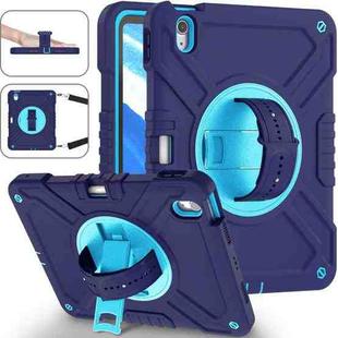 For iPad Air 11 2024 X Rotation PC Hybrid Silicone Tablet Case with Strap(Navy Sky Blue)