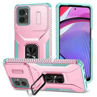 For Motorola Moto G Power 2023 Sliding Camshield Holder Phone Case(Pink + Grey Green)