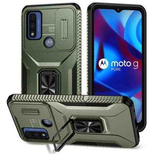 For Motorola G Pure/G Play 2023/G Power 2022 Sliding Camshield Holder Phone Case(Alpine Green)