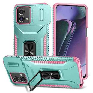 For Motorola Moto G Stylus 5G 2023 Sliding Camshield Holder Phone Case(Grey Green + Pink)