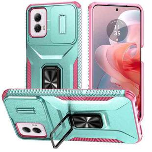 For Motorola Moto G Power 2024 Sliding Camshield Holder Phone Case(Grey Green + Pink)
