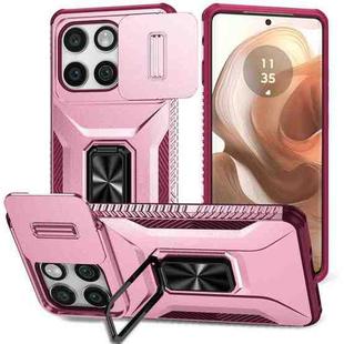 For Motorola Edge 5G 2025 Sliding Camshield Holder Phone Case(Pink + Rose Red)