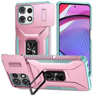 For Motorola Moto G Power / G Play 2025 Sliding Camshield Holder Phone Case(Grey Green + Pink)