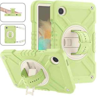 For Samsung Galaxy Tab A9 X110 X Rotation PC Hybrid Silicone Tablet Case with Strap(Yellow Green White)