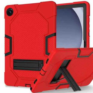For Samsung Galaxy Tab A9+ X216 Contrast Color Robot Silicone Hybrid PC Tablet Case with Holder(Red Black)