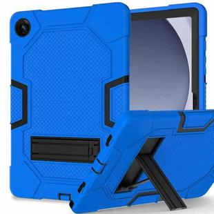 For Samsung Galaxy Tab A9+ X216 Contrast Color Robot Silicone Hybrid PC Tablet Case with Holder(Blue Black)