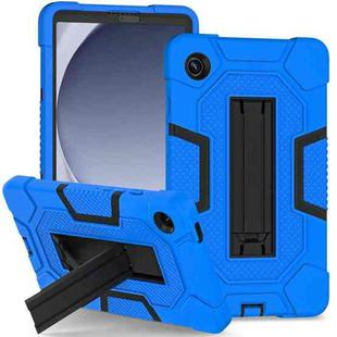 For Samsung Galaxy Tab A9 X115 Contrast Color Robot Silicone Hybrid PC Tablet Case with Holder(Blue Black)