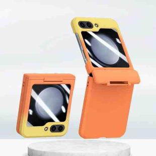For Samsung Galaxy Z Flip5 5G PC Skin Feel Integrated Foldable Mid Shaft Phone Case(Orange Yellow)