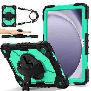 For Samsung Galaxy Tab A9+ X216 Contrast Color Robot C2 Silicone Hybrid PC Tablet Case(Black Mint Green)