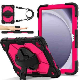 For Samsung Galaxy Tab A9+ X216 Contrast Color Robot C2 Silicone Hybrid PC Tablet Case(Black Rose Red)