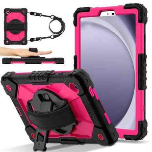 For Samsung Galaxy Tab A9 X115 Contrast Color Robot C2 Silicone Hybrid PC Tablet Case(Black Rose Red)