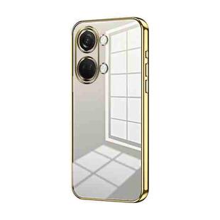For OnePlus Ace 2V / Nord 3 Transparent Plating Fine Hole Phone Case(Gold)