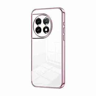 For OnePlus 11 Transparent Plating Fine Hole Phone Case(Pink)