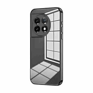 For OnePlus 11 Transparent Plating Fine Hole Phone Case(Black)