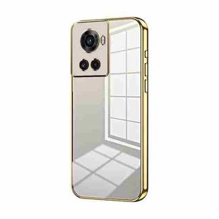 For OnePlus Ace / 10R Transparent Plating Fine Hole Phone Case(Gold)