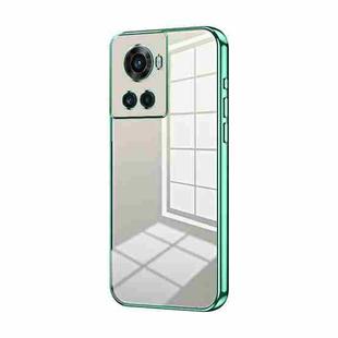 For OnePlus Ace / 10R Transparent Plating Fine Hole Phone Case(Green)