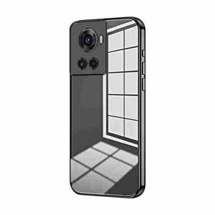 For OnePlus Ace / 10R Transparent Plating Fine Hole Phone Case(Black)