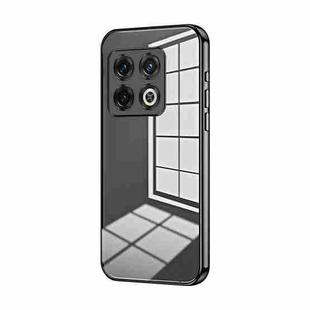 For OnePlus 10 Pro Transparent Plating Fine Hole Phone Case(Black)