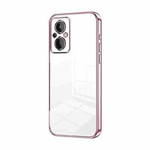 For OnePlus Nord N20 5G Transparent Plating Fine Hole Phone Case(Pink)