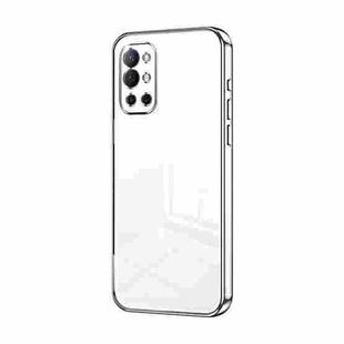 For OnePlus 9R Transparent Plating Fine Hole Phone Case(Silver)