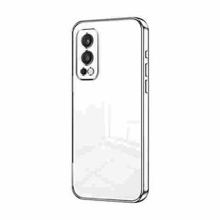 For OnePlus Nord 2 5G Transparent Plating Fine Hole Phone Case(Silver)