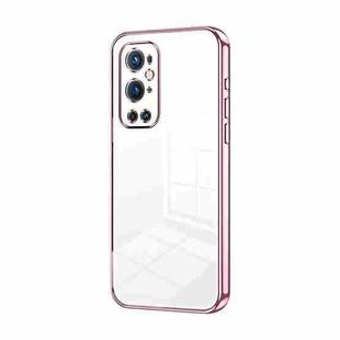 For OnePlus 9 Pro Transparent Plating Fine Hole Phone Case(Pink)