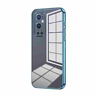 For OnePlus 9 Pro Transparent Plating Fine Hole Phone Case(Blue)