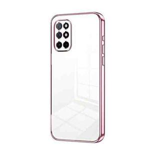 For OnePlus 8T Transparent Plating Fine Hole Phone Case(Pink)